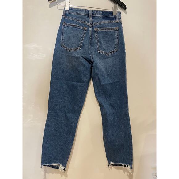 Abercrombie & Fitch Curve Love Knee Destroy High Rise Mom Jeans Blue Women's 25 - Picture 6 of 6